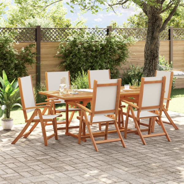 Sala de jantar de jardim 7 pcs madeira maciza acacia e textileno D