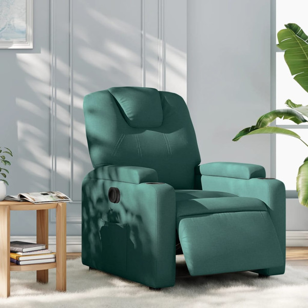 Sillón reclinable eléctrico tela verde oscuro D