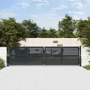 Puerta de jardín acero gris antracita 400x125 cm D