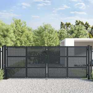 Puerta de jardín acero gris antracita 400x200 cm D