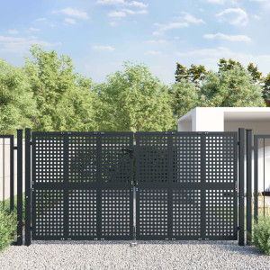 Puerta de jardín acero gris antracita 300x200 cm D