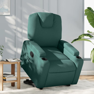 Sillón reclinable elevable tela verde oscuro D