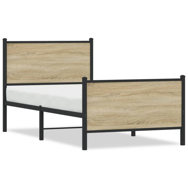 Cama com cabeçalho e pé cama de carvalho de metal Sonoma 80x200 cm D