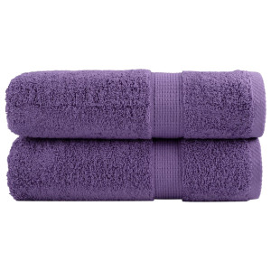 Toallas de mano 2 uds 100% algodón morado 50x100 cm 600 gsm D