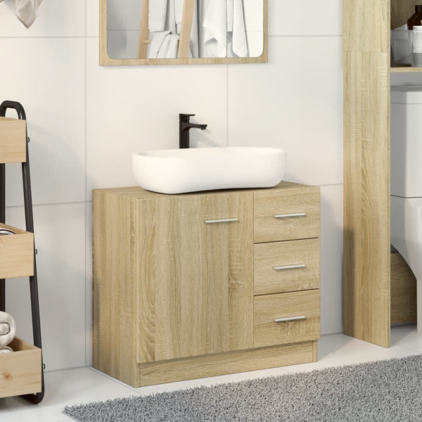 Armario para lavabo madera contrachapada color roble 63x30x54cm D