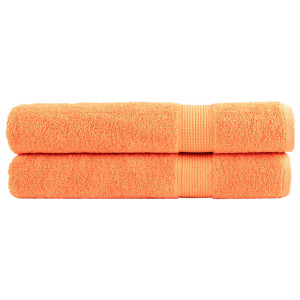 Toallas de sauna 2 uds 100% algodón naranja 80x100 cm 600 gsm D