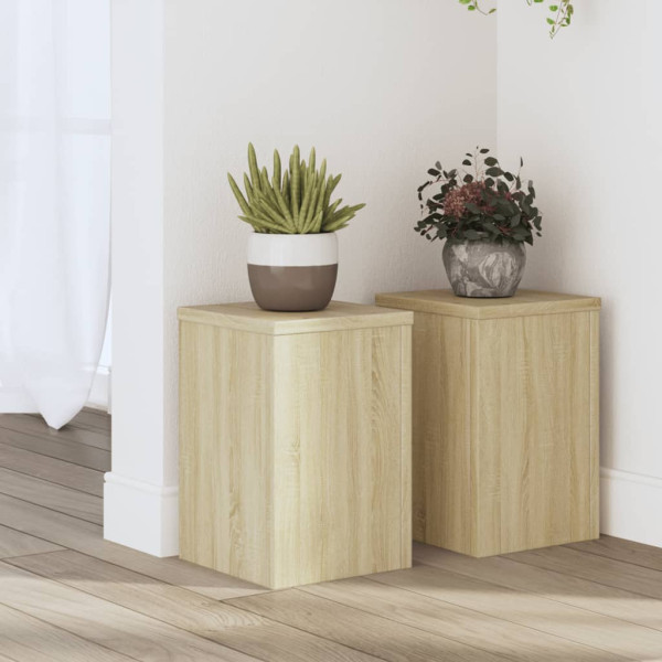 Soportes de plantas 2 uds madera roble Sonoma 20x20x30 cm D