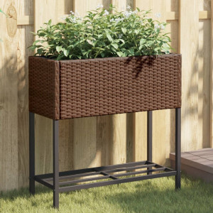 Jardinagem com prateleira de rattan sintético marrom D