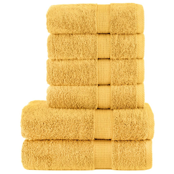 Conjunto de toalhas 6 peças 100% algodão amarelo 600 g/m2 D