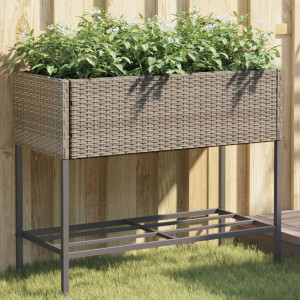 Jardinagem com prateleira de rattan sintético cinza D