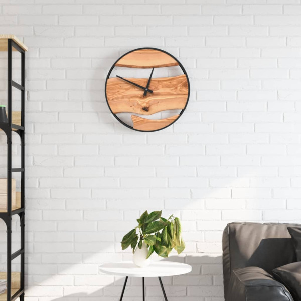 Reloj de pared hierro y madera de olivo marrón Ø35 cm D