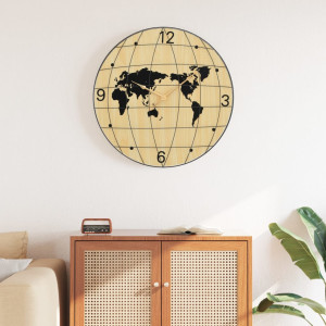 Reloj de pared de madera de ingeniería amarillo y negro Ø50 cm D