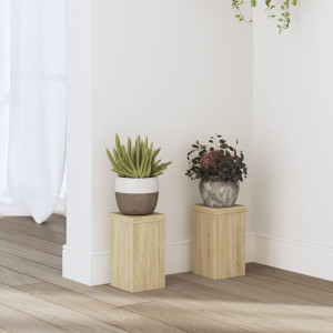 Soportes de plantas 2 uds madera roble Sonoma 10x10x18 cm D