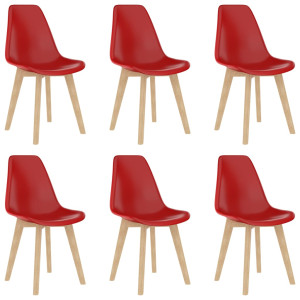 Sillas de comedor 6 unidades plástico rojo D