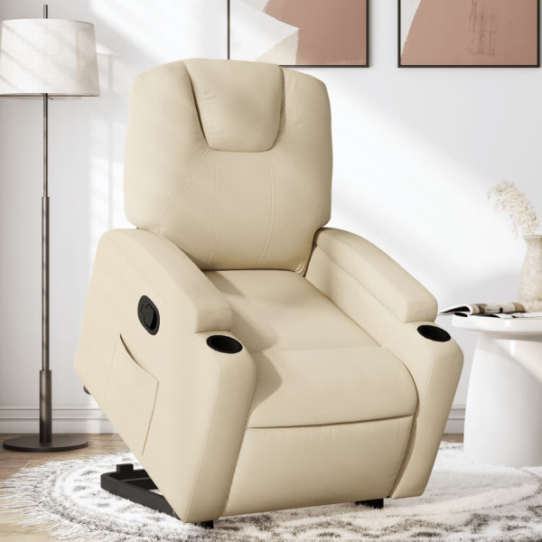 Reclining cadeira levantada tecido creme D