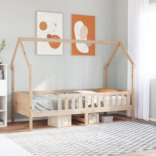 Cama con forma de casa para niños madera maciza pino 90x190 cm D