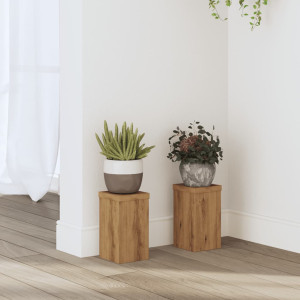 Soportes de plantas 2 uds madera roble artisian 10x10x18 cm D