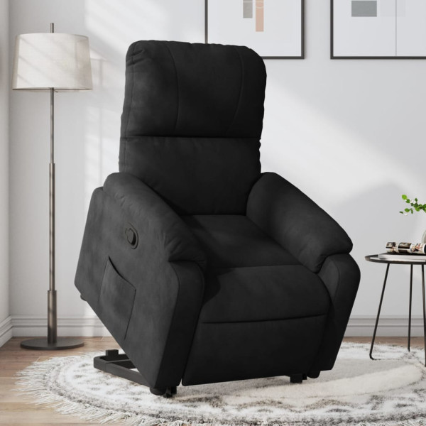 Sillón reclinable elevable tela de microfibra negro D