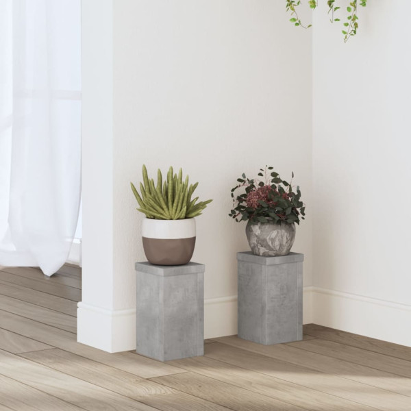 Suportes de plantas 2 pcs de madeira cinza de concreto 10x10x18 cm D