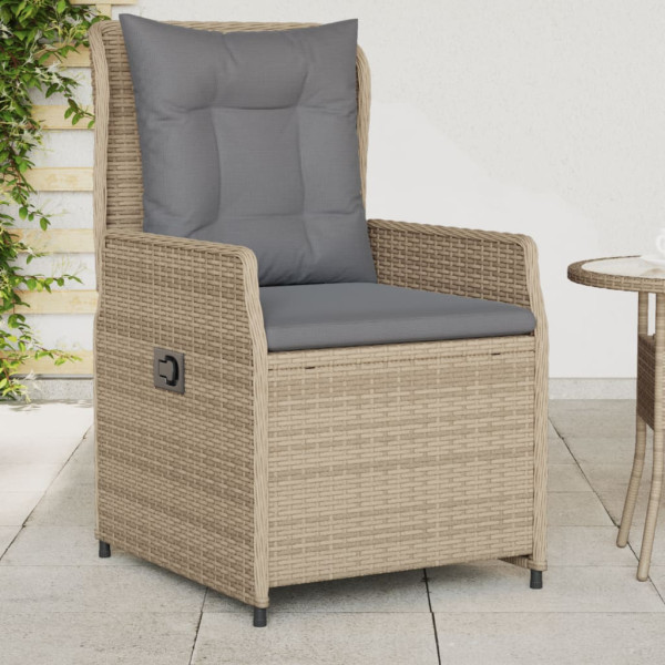 Sillones reclinables de jardín 2 uds ratán sintético beige D