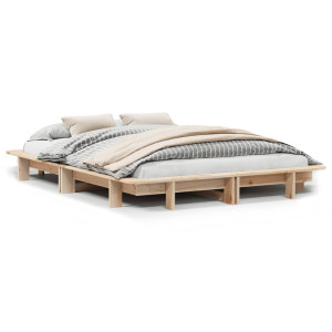 Estructura de cama sin colchón madera maciza de pino 135x190 cm D