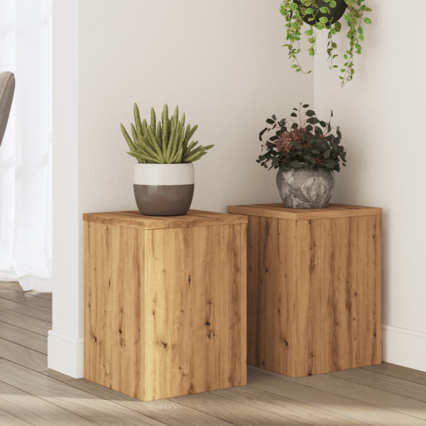 Soportes de plantas 2 uds madera roble artisian 25x25x35 cm D