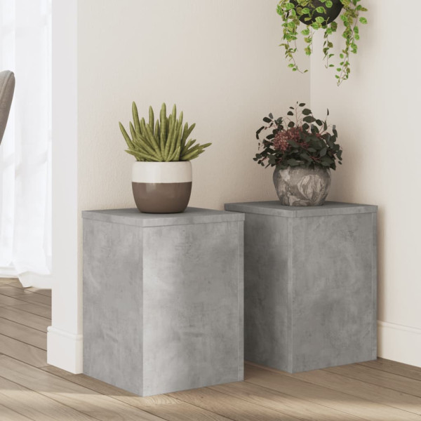 Suportes de plantas 2 pcs de madeira cinza de concreto 25x25x35 cm D