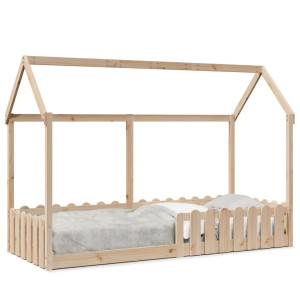 Cama con forma de casa de niños madera maciza de pino 80x200 cm D