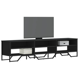 Móveis de TV madeira de engenharia preta 180x34x41 cm D