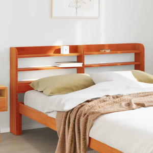 Cabecero de cama con estantes madera maciza pino marrón 150 cm D