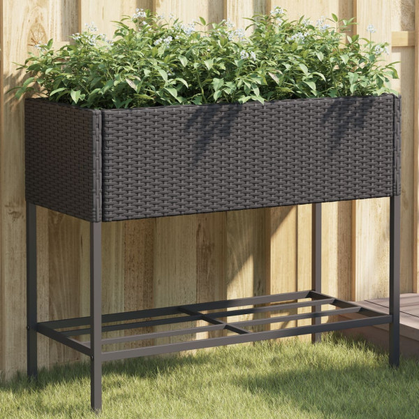 Jardins com prateleira 2 rattan sintético preto 90x40x75 cm D