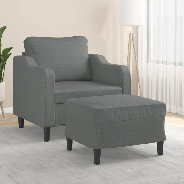 Armchair com banco escuro cinza tecido 60 cm D