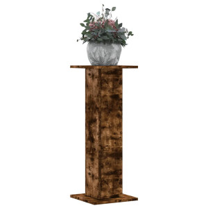 Soportes para plantas 2 uds madera roble ahumado 30x30x80 cm D