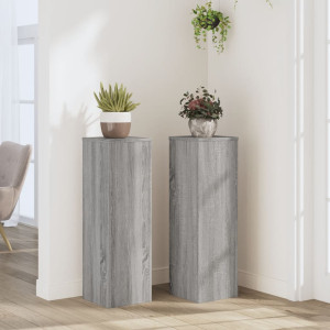 Suportes de plantas 2 uds madeira cinza Sonoma 25x25x80 cm D