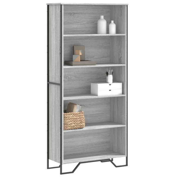 Estantería madera de ingeniería color gris Sonoma 80x31x169 cm D