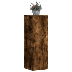 Soportes para plantas 2 uds madera roble ahumado 33x33x100 cm D