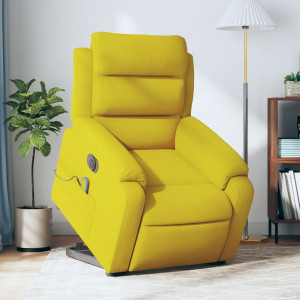 Sillón reclinable masaje eléctrico elevable terciopelo amarillo D