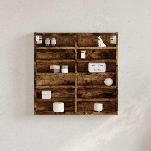 Vitrina de madera de ingeniería roble ahumado 60x8.5x58 cm D