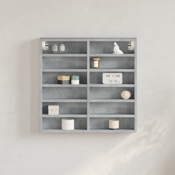 Vitrina de madera de ingeniería gris hormigón 60x8.5x58 cm D