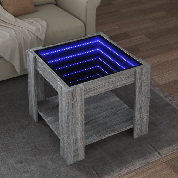 Mesa de centro y LED madera ingeniería gris Sonoma 53x53x45 cm D