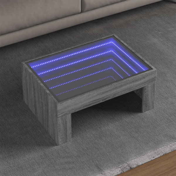 Mesa de centro con Infinity LED gris Sonoma 70x50x30 cm D