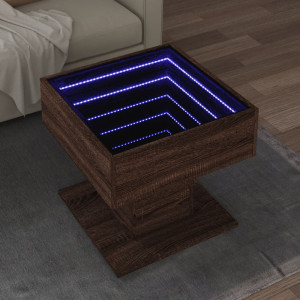 Mesa de centro em madeira de carvalho castanho e LED 50x50x45 cm D