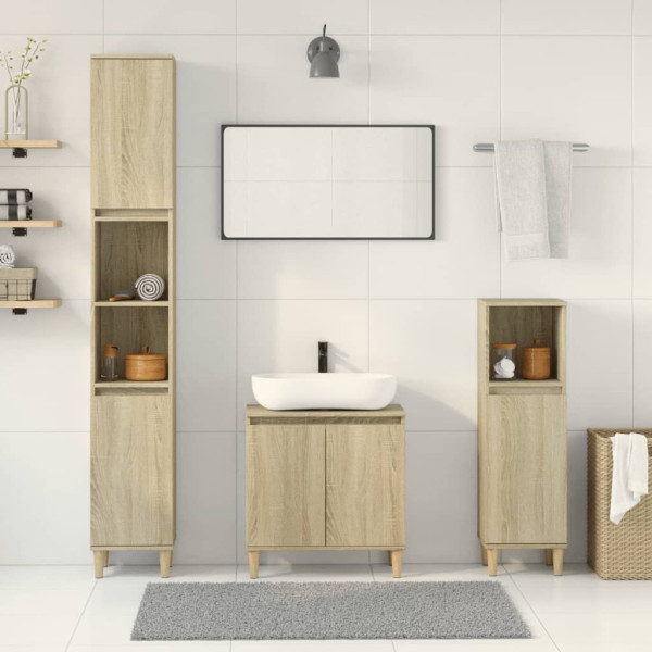 Set de muebles de baño 3 pzas madera contrachapada roble Sonoma D