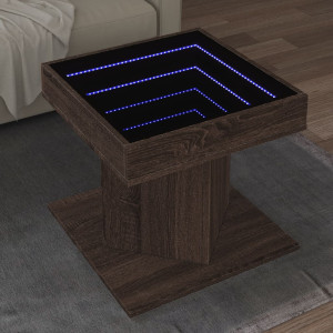 Mesa de centro em madeira de carvalho castanho e LED 50x50x45 cm D