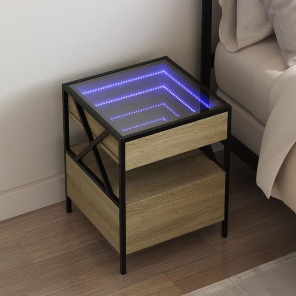 Mesa de noite com Infinity Sonoma de carvalho LED 40x40x51 cm D