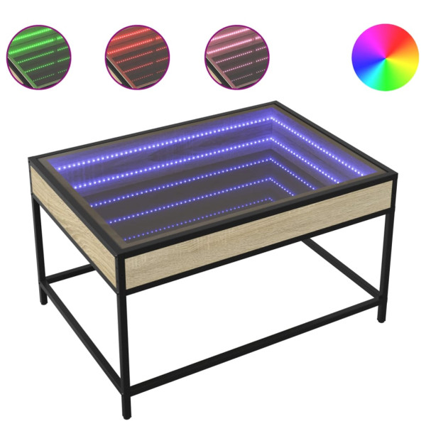 Mesa de centro con Infinity LED roble Sonoma 70x50x41 cm D