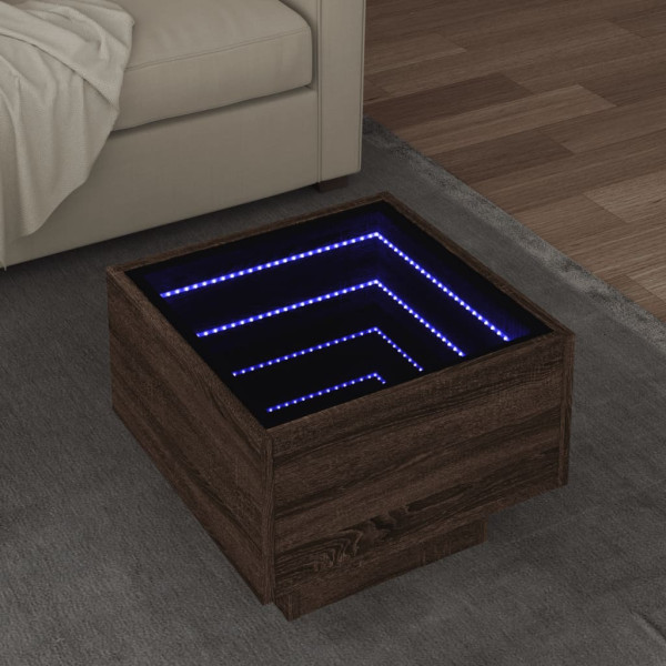 Mesa auxiliar com engenharia de carvalho de madeira LED 40x40x30cm D