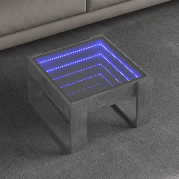 Mesa de centro con Infinity LED gris hormigón 50x53x30 cm D