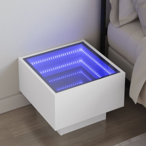 Mesa de noite com LED Infinity branco 40x40x30 cm D