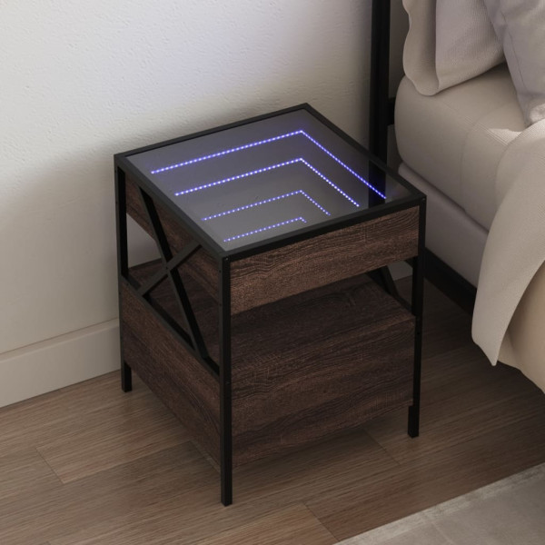 Mesa de noite com Infinity Carvalho marrom LED 40x40x51 cm D